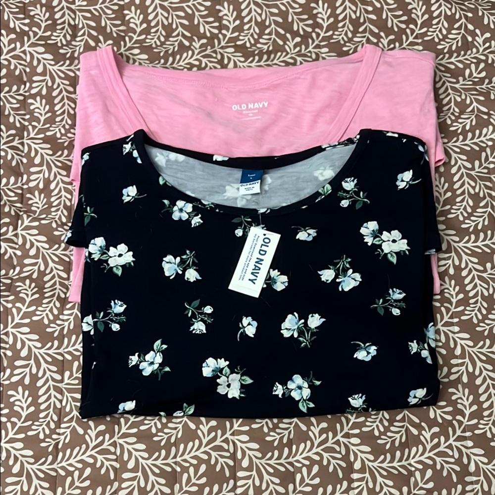 Old Navy Pink Short Sleeve T-Shirt And Navy Floral Short Sleeve T-shirt NWT/NWO
